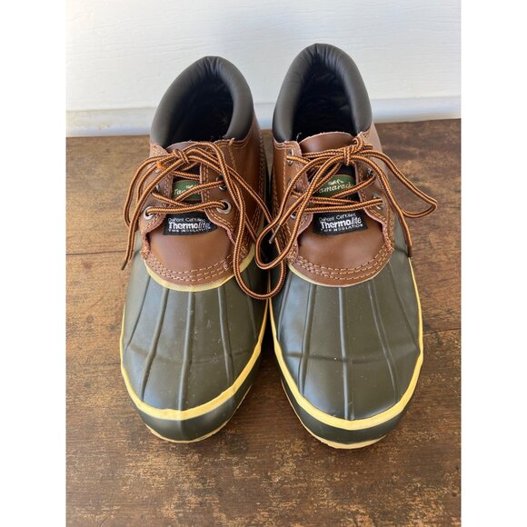 Mens Tamarack Leather Upper Duck Boots Size 9 Green & Brown - Picture 1 of 5